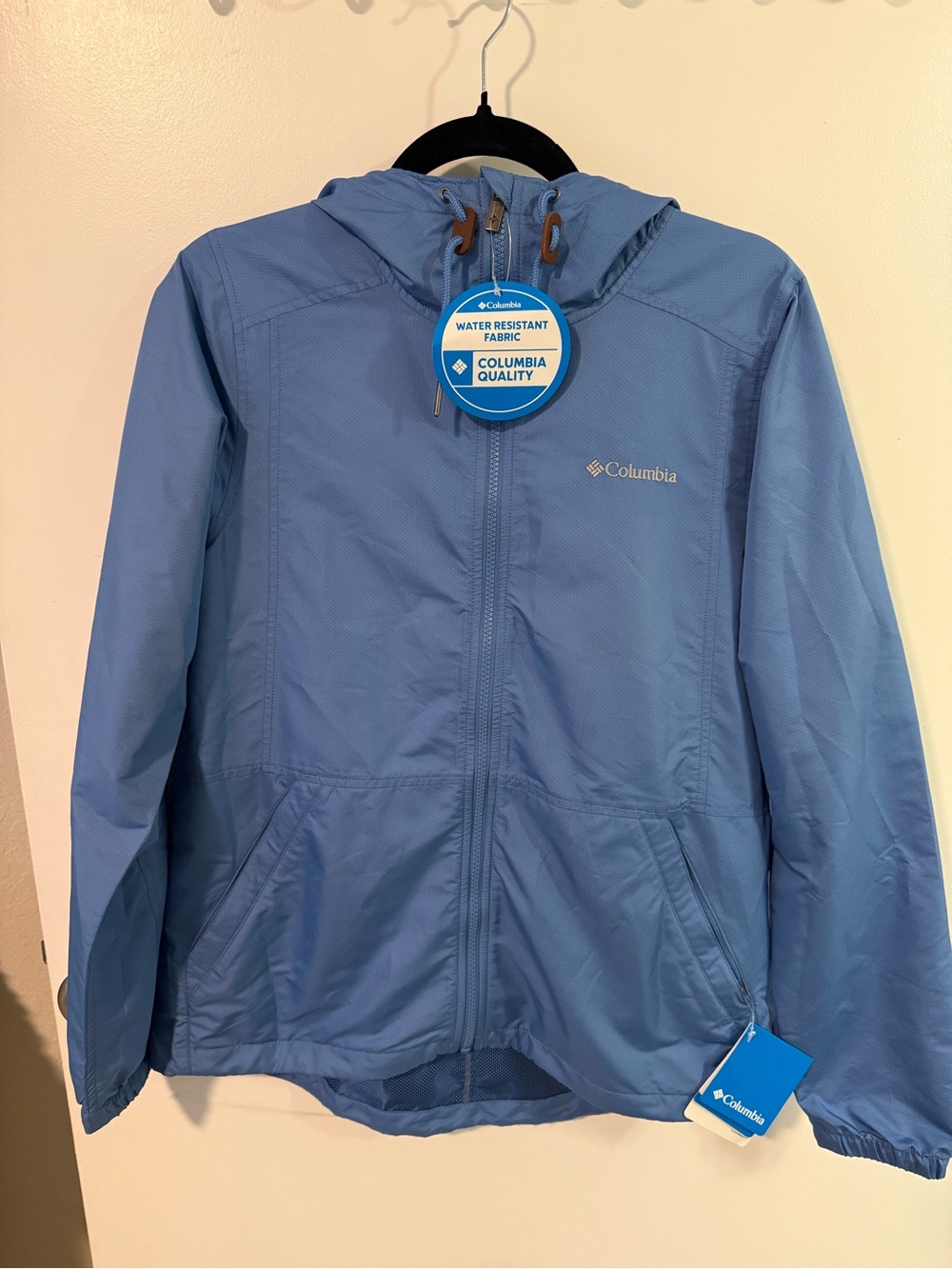 Columbia‎ Light Blue Water-Resistant Hooded Rain Jacket